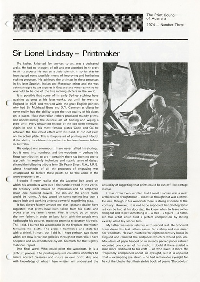Artist: b'PRINT COUNCIL OF AUSTRALIA' | Title: b'Periodical | Imprint. Melbourne: Print Council of Australia, vol. 09, no. 3, 1974' | Date: 1974 Artist: b'PRINT COUNCIL OF AUSTRALIA' | Title: b'Periodical | Imprint. Melbourne: Print Council of Australia, vol. 09, no. 3, 1974' | Date: 1974
