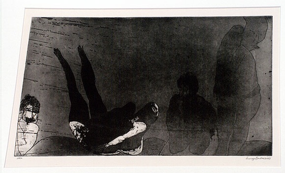 Artist: b'BALDESSIN, George' | Title: b'(Four figures).' | Date: 1965 | Technique: b'etching and aquatint, printed in black ink, from one plate' Artist: b'BALDESSIN, George' | Title: b'(Four figures).' | Date: 1965 | Technique: b'etching and aquatint, printed in black ink, from one plate'