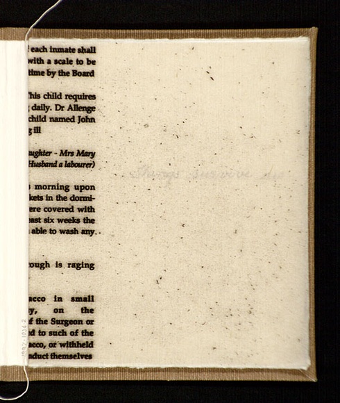 Artist: b'Brennan, Anne.' | Title: b'Spine. A book of 15 pages of text, in a folder covered in brown canvas.' | Date: 1996 | Technique: b'letterpress printed in black' Artist: b'Brennan, Anne.' | Title: b'Spine. A book of 15 pages of text, in a folder covered in brown canvas.' | Date: 1996 | Technique: b'letterpress printed in black'