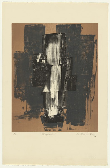 Artist: b'King, Grahame.' | Title: b'Suspense' | Date: 1974 | Technique: b'lithograph, printed in colour, from two stones [or plates]'
