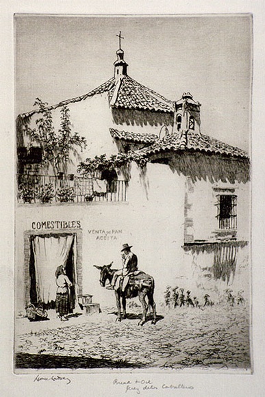 Artist: b'LINDSAY, Lionel' | Title: b'Bread and oil, Jerez de los Caballero, Spain' | Date: 1929 | Technique: b'etching, printed in warm black ink with plate-tone, from one plate' | Copyright: b'Courtesy of the National Library of Australia' Artist: b'LINDSAY, Lionel' | Title: b'Bread and oil, Jerez de los Caballero, Spain' | Date: 1929 | Technique: b'etching, printed in warm black ink with plate-tone, from one plate' | Copyright: b'Courtesy of the National Library of Australia'