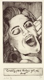 Artist: McKeever, Johanne. | Title: Crusty pans always get me down | Date: 1992, July | Technique: etching, printed in black ink, from two plates