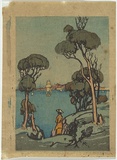 Artist: LINDSAY, Lionel | Title: Point Piper from Cremorne. | Date: c.1917 | Technique: woodcut, printed in colour in the Japanese manner, from multiple blocks | Copyright: Courtesy of the National Library of Australia