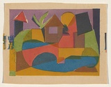 Title: b'The red bridge' | Date: c. 1955 | Technique: b'screenprint, printed in colour, from multiple stencils'
