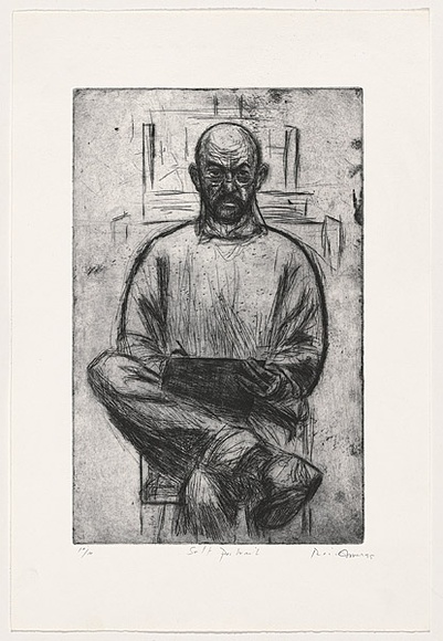 Artist: b'AMOR, Rick' | Title: b'Self portrait.' | Date: 1995 | Technique: b'etching, mezzotint and foul bite, second state of previous print of 1/3, printed in black ink with plate-tone, from one plate' Artist: b'AMOR, Rick' | Title: b'Self portrait.' | Date: 1995 | Technique: b'etching, mezzotint and foul bite, second state of previous print of 1/3, printed in black ink with plate-tone, from one plate'