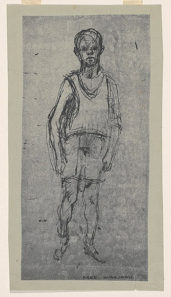 Artist: b'WILLIAMS, Fred' | Title: b'Footballer youth' | Date: c.1950 | Technique: b'dyeline' | Copyright: b'\xc2\xa9 Fred Williams Estate'