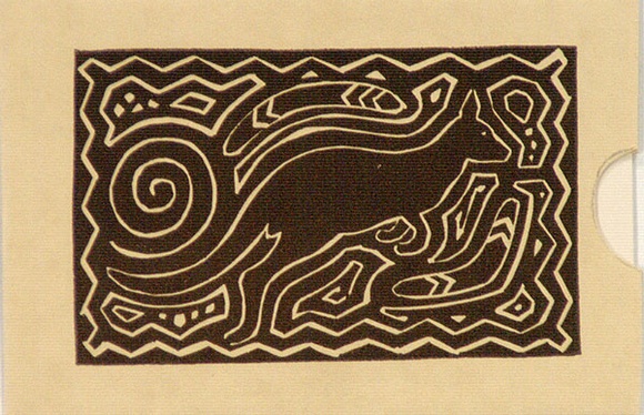 Artist: b'Derham, Frances.' | Title: b'Decorative envelope: Kangaroo with insert and outer envelope.' | Date: (1934) | Technique: b'linocut, printed in brown ink, from one block' Artist: b'Derham, Frances.' | Title: b'Decorative envelope: Kangaroo with insert and outer envelope.' | Date: (1934) | Technique: b'linocut, printed in brown ink, from one block'
