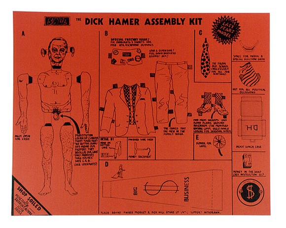 Artist: b'Stewart, Jeff.' | Title: b'The Dick Hamer assembly kit.' | Date: 1979 | Technique: b'ONE screenprint, printed in black ink, from one stencil' Artist: b'Stewart, Jeff.' | Title: b'The Dick Hamer assembly kit.' | Date: 1979 | Technique: b'ONE screenprint, printed in black ink, from one stencil'