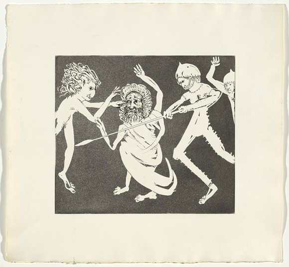 Artist: b'BOYD, Arthur' | Title: b'Magistrate to his guards.' | Date: (1970) | Technique: b'etching and aquatint, printed in black ink, from one plate' | Copyright: b'Reproduced with permission of Bundanon Trust' Artist: b'BOYD, Arthur' | Title: b'Magistrate to his guards.' | Date: (1970) | Technique: b'etching and aquatint, printed in black ink, from one plate' | Copyright: b'Reproduced with permission of Bundanon Trust'