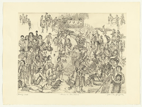 Artist: b'GRIFFITH, Pamela' | Title: b'Alice in Australia' | Date: 1989 | Technique: b'hardground-etching, printed in black ink, from one copper plate' | Copyright: b'\xc2\xa9 Pamela Griffith'