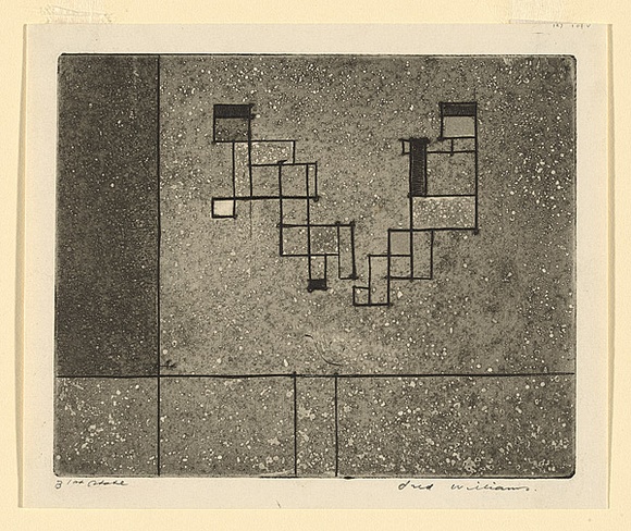 Artist: b'WILLIAMS, Fred' | Title: b'Trampoline. Number 2' | Date: 1961 | Technique: b'engraving, aquatint, printed in black ink, from one copper plate' | Copyright: b'\xc2\xa9 Fred Williams Estate' Artist: b'WILLIAMS, Fred' | Title: b'Trampoline. Number 2' | Date: 1961 | Technique: b'engraving, aquatint, printed in black ink, from one copper plate' | Copyright: b'\xc2\xa9 Fred Williams Estate'