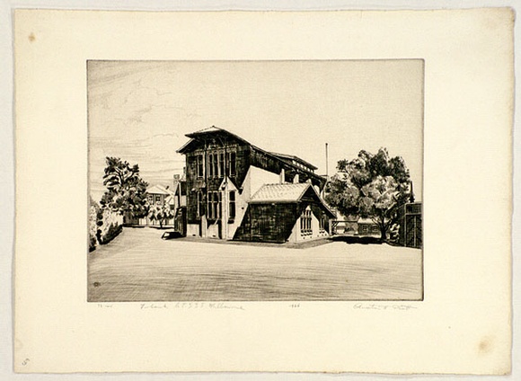 Artist: b'PLATT, Austin' | Title: b'Firbank CEGGS, Melbourne' | Date: 1936 | Technique: b'etching, printed in black ink, from one plate'