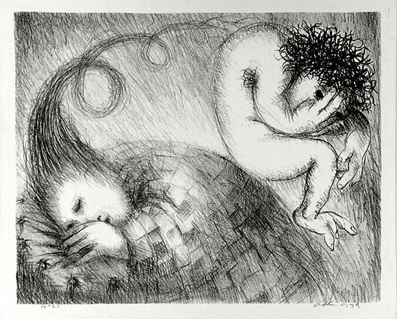 Artist: b'BOYD, Arthur' | Title: b'St Francis when young dreaming of a hunchback.' | Date: (1965) | Technique: b'lithograph, printed in black ink, from one plate' | Copyright: b'Reproduced with permission of Bundanon Trust' Artist: b'BOYD, Arthur' | Title: b'St Francis when young dreaming of a hunchback.' | Date: (1965) | Technique: b'lithograph, printed in black ink, from one plate' | Copyright: b'Reproduced with permission of Bundanon Trust'