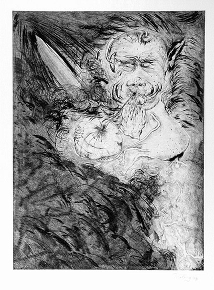 Artist: b'COLEING, Tony' | Title: b'In suck out.' | Date: 1990 | Technique: b'etching, printed in black ink, from one plate'