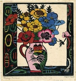 Artist: PRESTON, Margaret | Title: Pink jug | Date: 1925 | Technique: woodcut, printed in black ink, from one block; hand-coloured | Copyright: © Margaret Preston. Licensed by VISCOPY, Australia