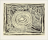 Title: b'Untitled waterholes (black solid area plate)' | Date: November 2009 | Technique: b'relief print, printed in colour, from one lino block and two medium density fibre (MDF) boards'