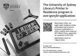 Title: University of Sydney Library's Printer 2026 application.