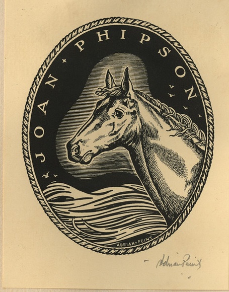 Artist: b'FEINT, Adrian' | Title: b'Bookplate: Joan Phipson.' | Date: (1938) | Technique: b'process block, printed in black ink, from one block' | Copyright: b'Courtesy the Estate of Adrian Feint' Artist: b'FEINT, Adrian' | Title: b'Bookplate: Joan Phipson.' | Date: (1938) | Technique: b'process block, printed in black ink, from one block' | Copyright: b'Courtesy the Estate of Adrian Feint'