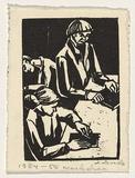 Artist: Groblicka, Lidia | Title: Workshop | Date: 1954-55 | Technique: woodcut, printed in black ink, from one block