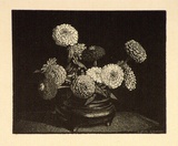 Artist: LINDSAY, Lionel | Title: Zinnias | Date: 1924 | Technique: wood-engraving, printed in black ink, from one block | Copyright: Courtesy of the National Library of Australia