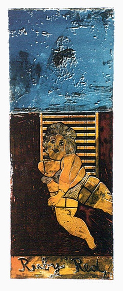 Artist: b'HANRAHAN, Barbara' | Title: b'Ruby red' | Date: 1966 | Technique: b'etching, aquatint, printed in colour from two plates' Artist: b'HANRAHAN, Barbara' | Title: b'Ruby red' | Date: 1966 | Technique: b'etching, aquatint, printed in colour from two plates'