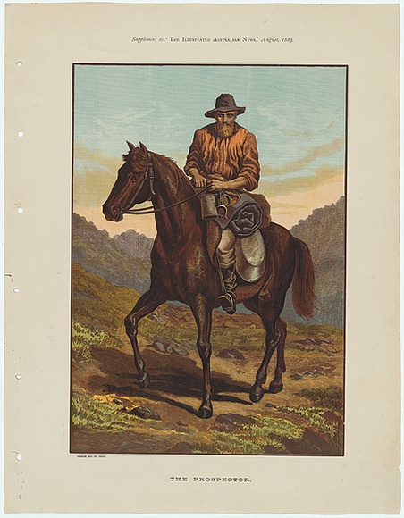 Artist: b'Calvert, Samuel.' | Title: b'The prospector.' | Date: 1883 | Technique: b'wood-engraving, printed in colour, from five blocks' Artist: b'Calvert, Samuel.' | Title: b'The prospector.' | Date: 1883 | Technique: b'wood-engraving, printed in colour, from five blocks'