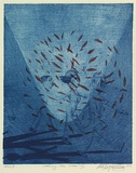 Artist: Doggett-Williams, Phillip. | Title: Crossing the river IX | Date: 1993 | Technique: lithograph, printed in blue and red ink, from multiple stones