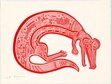 Artist: Morububuna, Martin. | Title: Uligova [crocodile] | Date: 1975 | Technique: screenprint, printed in orange ink, from one stencil