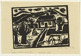 Artist: Groblicka, Lidia | Title: Landscape [3]. | Date: 1958 | Technique: linocut, printed in black ink, from one block