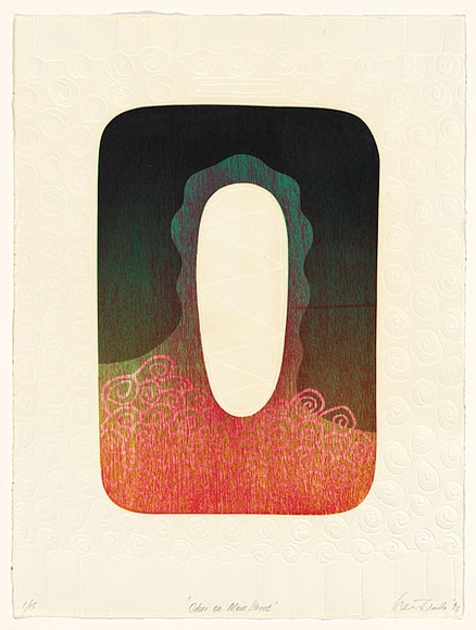 Artist: b'Clarke, Neilton.' | Title: b'Odori on Main Street.' | Date: 1993 | Technique: b'woodcut, printed in colour, from multiple blocks; embossing'