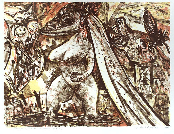 Artist: b'Senbergs, Jan.' | Title: bRameau's platee - in praise of folly | Date: 1993 | Technique: b'lithograph, printed in colour, from multiple stones' | Copyright: b'\xc2\xa9 Jan Senbergs' Artist: b'Senbergs, Jan.' | Title: bRameau's platee - in praise of folly | Date: 1993 | Technique: b'lithograph, printed in colour, from multiple stones' | Copyright: b'\xc2\xa9 Jan Senbergs'