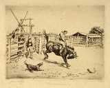 Artist: LINDSAY, Lionel | Title: The little outlaw. | Date: 1924 | Technique: etching, printed in black ink with plate-tone, from one plate | Copyright: Courtesy of the National Library of Australia