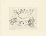 Artist: BOYD, Arthur | Title: Ram and figures under a tree. | Date: (1968-69) | Technique: etching, printed in black ink, from one plate | Copyright: Reproduced with permission of Bundanon Trust