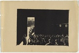 Artist: b'UNKNOWN, WORKER ARTISTS, SYDNEY, NSW' | Title: b'Not titled (lining up for work).' | Date: 1933 | Technique: b'linocut, printed in black ink, from one block'