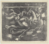 Artist: Hinder, Frank. | Title: Spectres of the Gee-bung Polo Club | Date: 1946 | Technique: lithograph, printed in black ink, from one stone