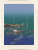 Artist: Harbeck, Ron. | Title: Woodford Bay. | Date: 1989 | Technique: screenprint, printed in colour, from six stencils