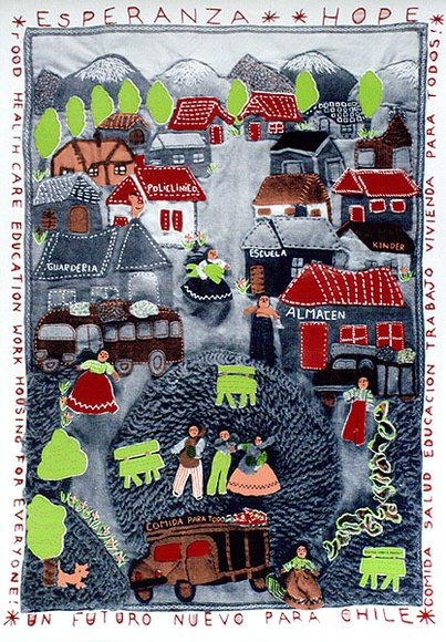 Artist: b'Umanzor, Maita' | Title: b'Un futuro nuevo para Chile (A new future for Chile)' | Date: 1989 | Technique: b'screenprint and photo-screenprint, printed in colour, from four stencils' Artist: b'Umanzor, Maita' | Title: b'Un futuro nuevo para Chile (A new future for Chile)' | Date: 1989 | Technique: b'screenprint and photo-screenprint, printed in colour, from four stencils'