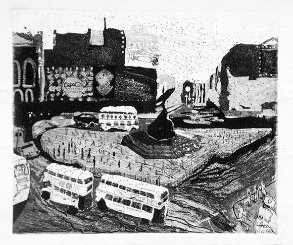 Artist: b'Moore, Mary.' | Title: b'Pick-A-Pocket, Circus, London' | Date: 1980 | Technique: b'aquatint and etching, printed in black ink, from one plate' | Copyright: b'\xc2\xa9 Mary Moore' Artist: b'Moore, Mary.' | Title: b'Pick-A-Pocket, Circus, London' | Date: 1980 | Technique: b'aquatint and etching, printed in black ink, from one plate' | Copyright: b'\xc2\xa9 Mary Moore'