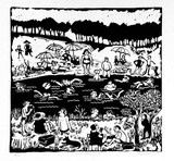 Artist: b'Allen, Joyce.' | Title: b'Odd man out.' | Date: 1986 | Technique: b'linocut, printed in black ink, from one block'