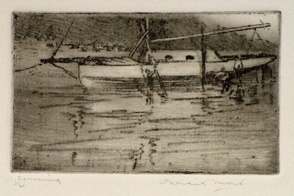 Artist: MORT, Eirene | Title: Careening | Date: 1923 | Technique: softground-etching, printed in black ink, from one plate Artist: MORT, Eirene | Title: Careening | Date: 1923 | Technique: softground-etching, printed in black ink, from one plate