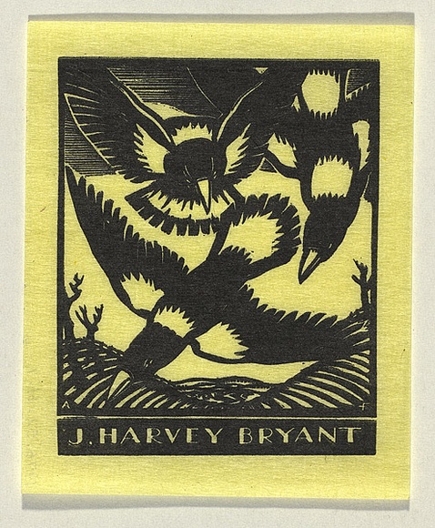 Artist: b'FEINT, Adrian' | Title: b'Bookplate: J. Harvey Bryant.' | Date: (1933) | Technique: b'wood-engraving, printed in black ink, from one block' | Copyright: b'Courtesy the Estate of Adrian Feint' Artist: b'FEINT, Adrian' | Title: b'Bookplate: J. Harvey Bryant.' | Date: (1933) | Technique: b'wood-engraving, printed in black ink, from one block' | Copyright: b'Courtesy the Estate of Adrian Feint'