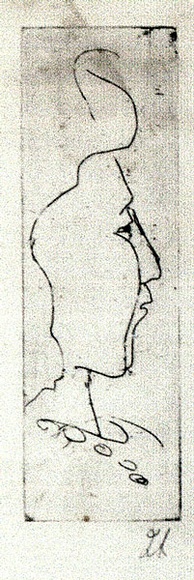 Artist: b'Armstrong, Ian.' | Title: b'(Head).' | Date: 1950s | Technique: b'etching, printed in black ink, from one plate' Artist: b'Armstrong, Ian.' | Title: b'(Head).' | Date: 1950s | Technique: b'etching, printed in black ink, from one plate'
