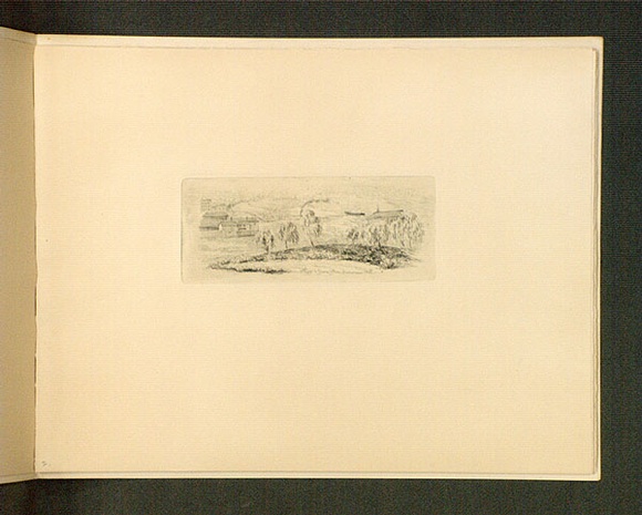 Artist: b'Jones, Henry Gilbert.' | Title: bWharf and Yarra from Batman's Hill. | Date: 1841-45 | Technique: b'etching, printed in black ink, from one copper plate' Artist: b'Jones, Henry Gilbert.' | Title: bWharf and Yarra from Batman's Hill. | Date: 1841-45 | Technique: b'etching, printed in black ink, from one copper plate'