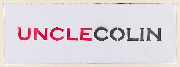 Artist: b'Azlan.' | Title: b'Powell.' | Date: 2003 | Technique: b'stencil, printed in black and red ink, from one stencil'
