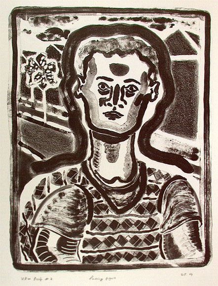 Artist: b'Francis, David.' | Title: b'Passing figure' | Date: 1984 | Technique: b'lithograph, printed in black ink, from one stone' Artist: b'Francis, David.' | Title: b'Passing figure' | Date: 1984 | Technique: b'lithograph, printed in black ink, from one stone'