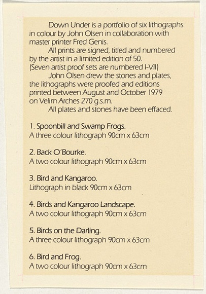 Artist: b'Olsen, John.' | Title: b'Title page' | Date: 1979 | Technique: b'lithograph' | Copyright: b'\xc2\xa9 John Olsen. Licensed by VISCOPY, Australia' Artist: b'Olsen, John.' | Title: b'Title page' | Date: 1979 | Technique: b'lithograph' | Copyright: b'\xc2\xa9 John Olsen. Licensed by VISCOPY, Australia'