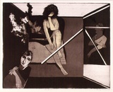 Artist: BALDESSIN, George | Title: Bedfellows. | Date: 1974 | Technique: etching and aquatint, printed in brown and black ink, from two plates; with hand-painted additions in yellow.