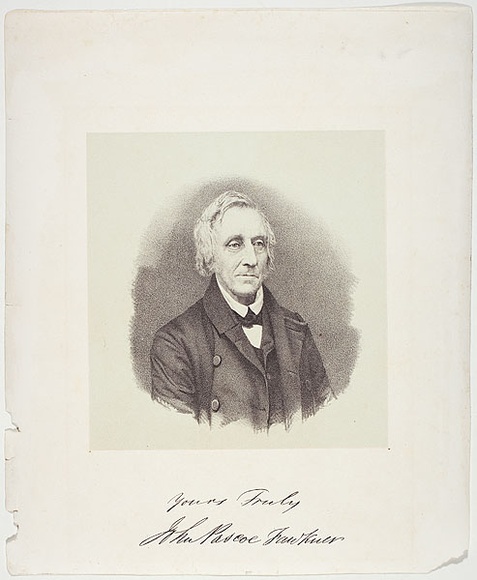 Title: not titled [John Pascoe Fawkner] | Date: 1859 | Technique: lithograph, printed in colour, from multiple stones (black image, buff tint stone)