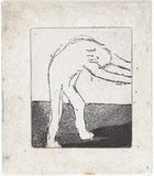 Artist: MADDOCK, Bea | Title: Figure and shadow II. | Date: May 1965 | Technique: etching and aquatint, printed in black ink, from one copper plate; additional bush and black ink wash