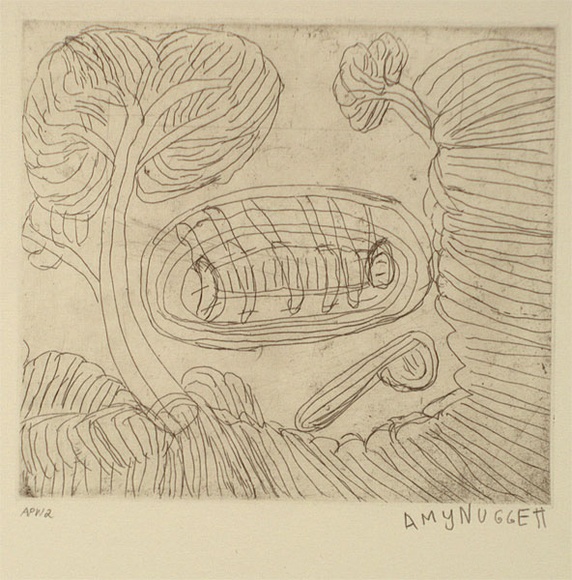 Artist: b'Nuggett, Amy.' | Title: b'Lakarnti' | Date: 1994, October - November | Technique: b'etching, printed in black ink, from one plate' Artist: b'Nuggett, Amy.' | Title: b'Lakarnti' | Date: 1994, October - November | Technique: b'etching, printed in black ink, from one plate'